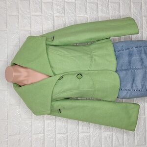 TRIBAL Green Coat with Oversized Collar